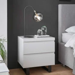 Wohnen Nachtkommode in Weiß mit Schwarz - Atela