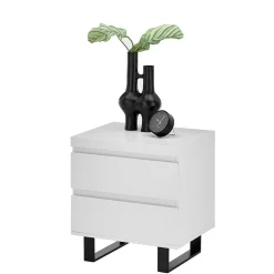 Wohnen Nachtkommode in Weiß mit Schwarz - Atela