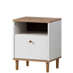 Wohnen Nachtkommode in Weiß mit Wildeiche - Ambreros