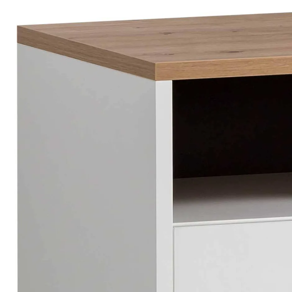 Wohnen Nachtkommode in Weiß mit Wildeiche - Ambreros