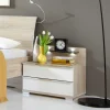 Wohnen Nachtkommode Josekna in Weiß Glas Eiche Sägerau