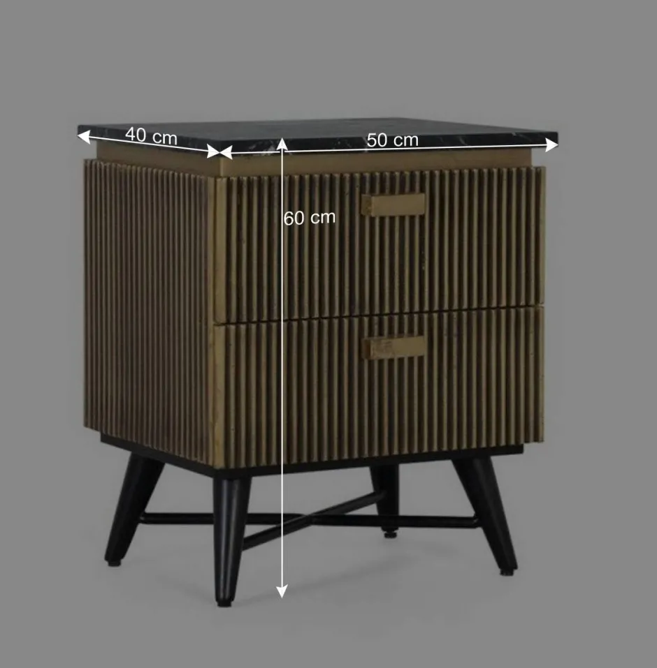 Nachtkommode mit Marmorplatte - Hayato^Wohnen