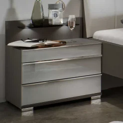 Wohnen Nachtkommoden mit Glasfront Grau - Ocavado (2er Set)