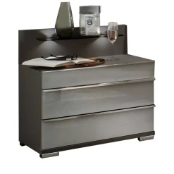 Wohnen Nachtkommoden mit Glasfront Grau - Ocavado (2er Set)