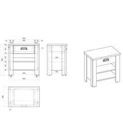 Nachtkonsole im Altholz Look & Anthrazit - Naiavio^Wohnen