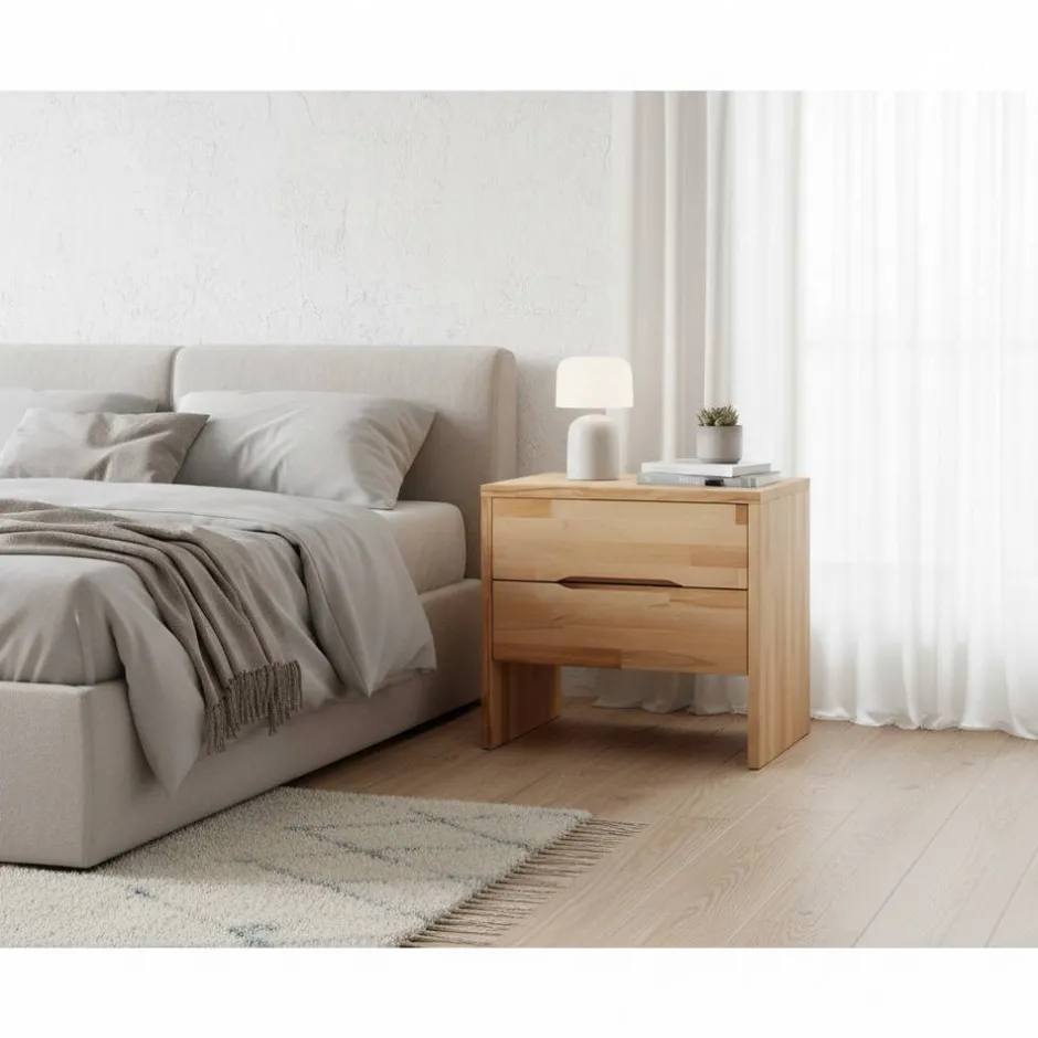 Wohnen Nachtkonsole mit 2 Schubladen Bejaro aus massiver Kernbuche