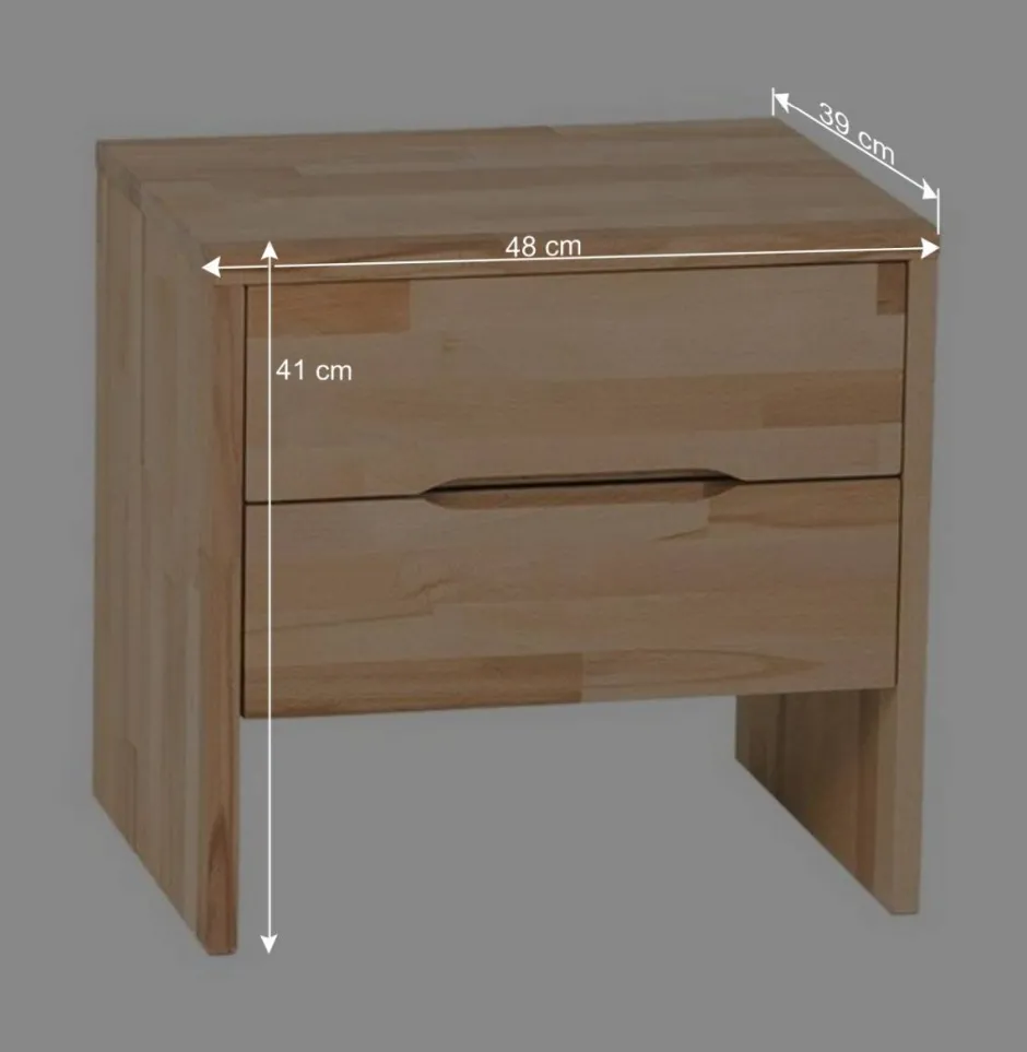 Wohnen Nachtkonsole mit 2 Schubladen Bejaro aus massiver Kernbuche