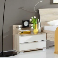 Nachtkonsole Ricardo in Weiß Glas beschichtet^Wohnen Clearance