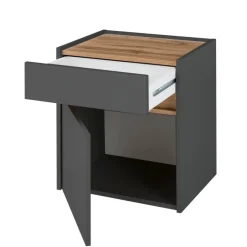 Wohnen Nachtschrank in Anthrazit und Wildeiche Dekor - Ahilav