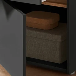 Wohnen Nachtschrank in Anthrazit und Wildeiche Dekor - Ahilav