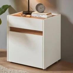 Wohnen Nachtschrank in Weiß und Wildeiche Dekor - Nonessia