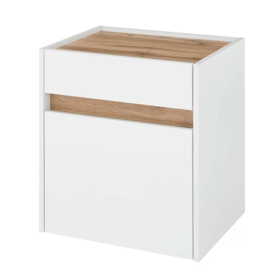 Wohnen Nachtschrank in Weiß und Wildeiche Dekor - Nonessia