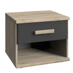 Wohnen Nachttisch in Eiche San Remo & Dunkelgrau - Jilamenda
