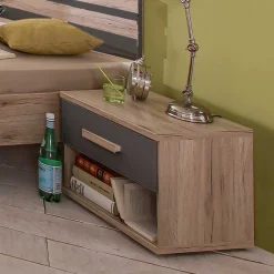 Wohnen Nachttisch in Eiche San Remo & Dunkelgrau - Jilamenda