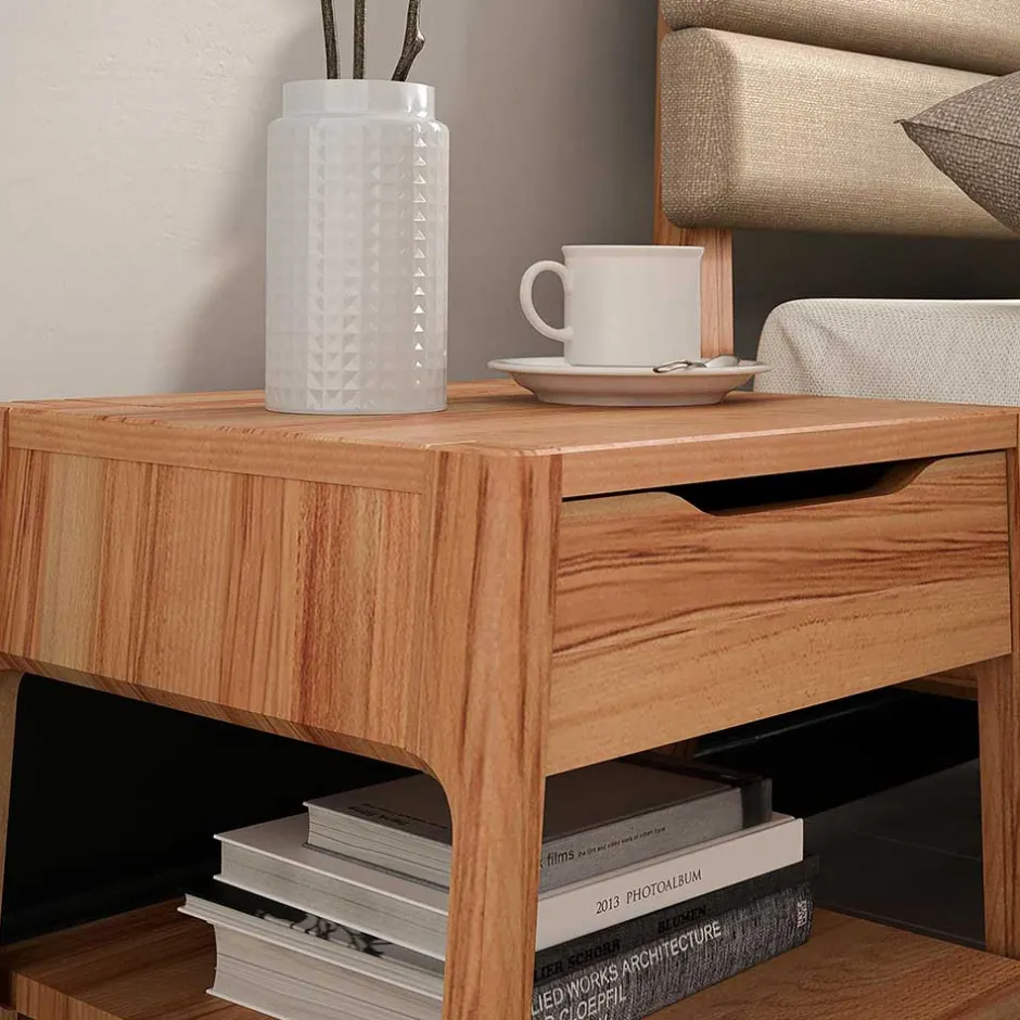 Wohnen Nachttisch mit Schublade und Ablage - Lana