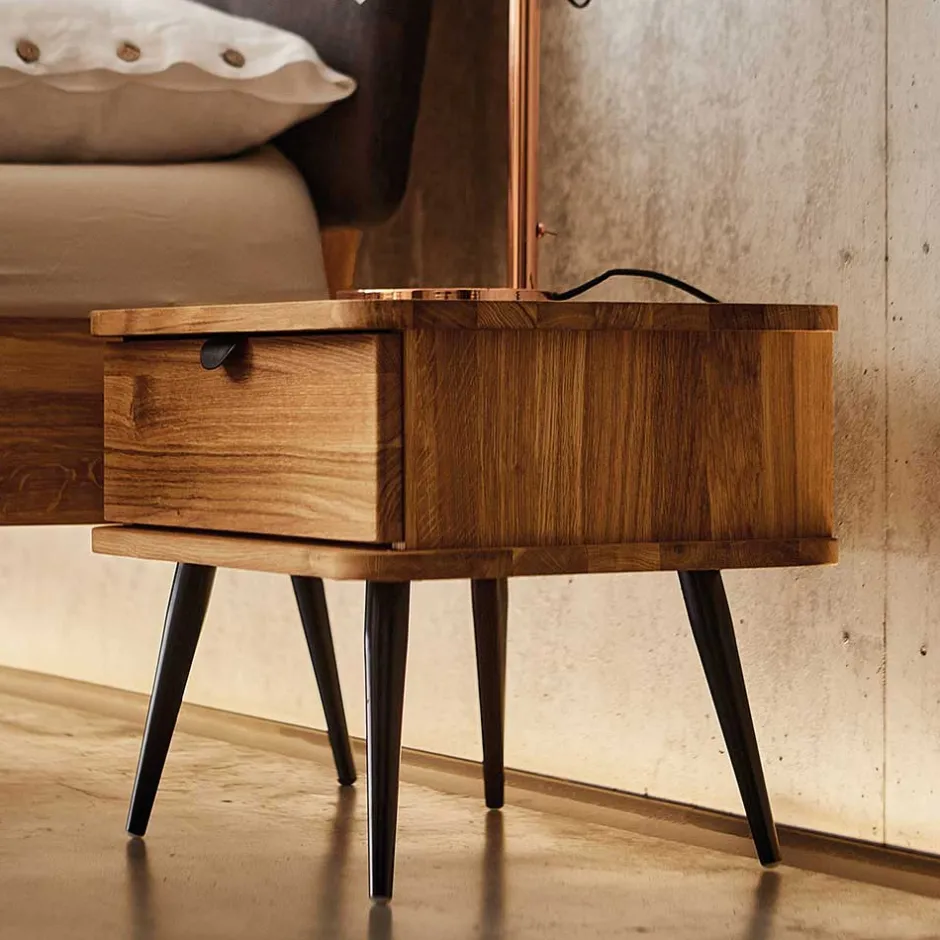 Wohnen Nachttisch mit Schublade aus Wildeiche - Casarius