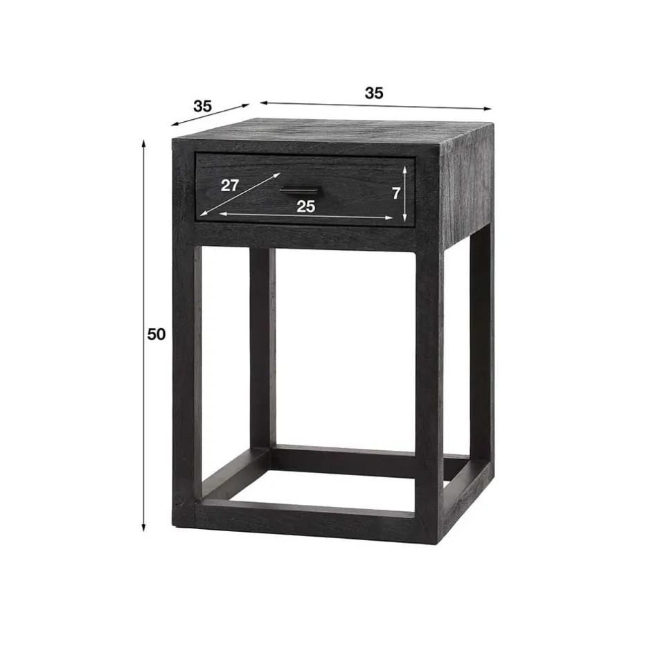 Wohnen Nachttisch mit Schublade aus Akazie Massivholz - Riccardo