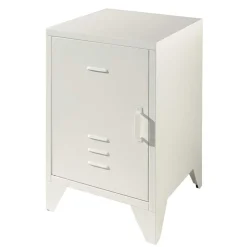 Wohnen Nachttisch mit Tür in Weiß aus Metall - Mavus