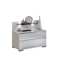 Nachttischkommode Donpiave in Weiß Glas beschichtet^Wohnen Online