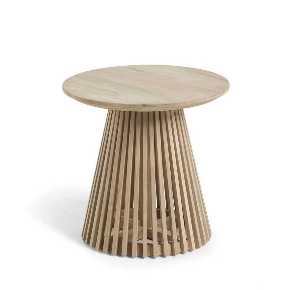 Wohnen Naturbelassener Designtisch aus Teakholz - Trainy