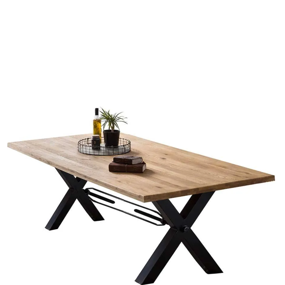 Naturkante Holztisch Wildeiche mit X Füßen - Ascolano^Wohnen Clearance