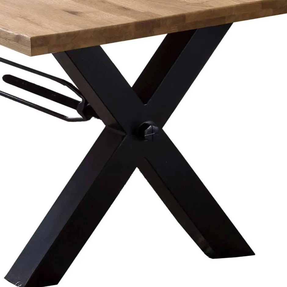 Naturkante Holztisch Wildeiche mit X Füßen - Ascolano^Wohnen Clearance