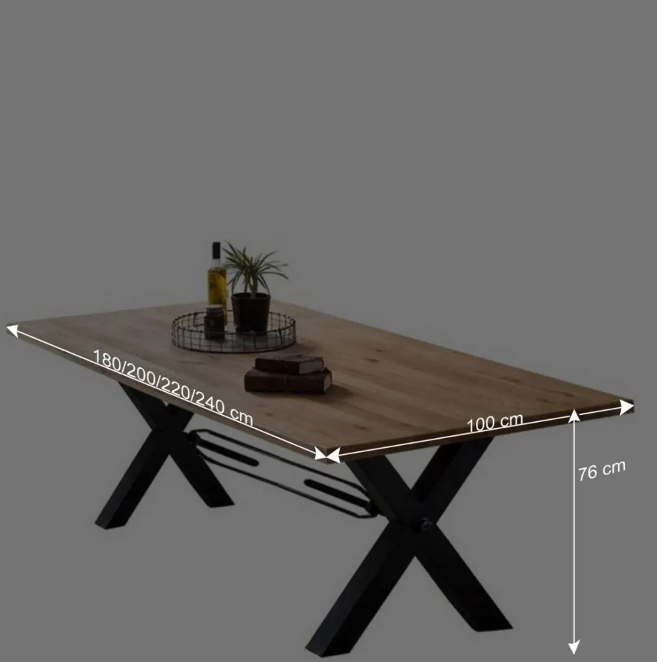 Naturkante Holztisch Wildeiche mit X Füßen - Ascolano^Wohnen Clearance