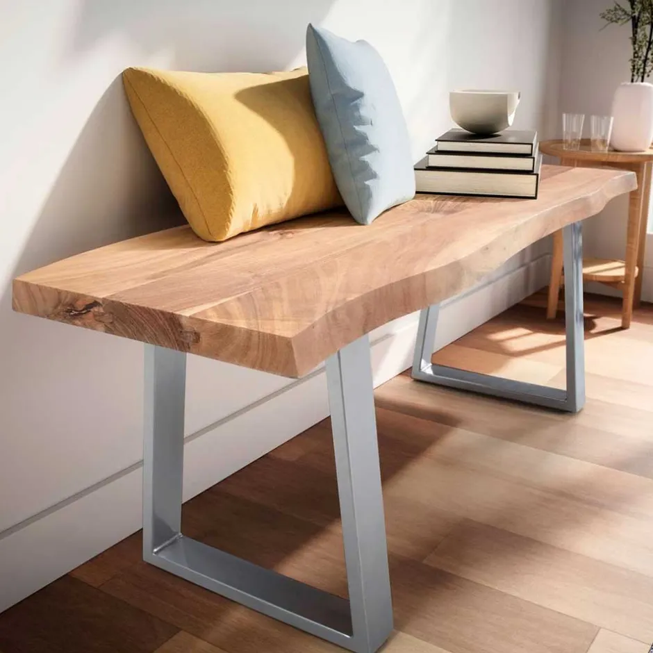 Wohnen Naturkanten Dielenbank aus Akazie massiv - Vibka