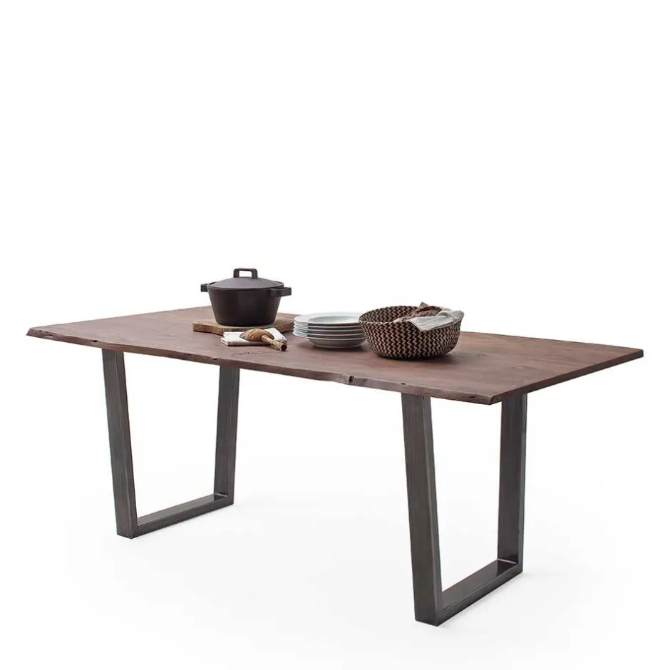 Wohnen Naturkantentisch in Walnuss Braun Akazie - Genzema