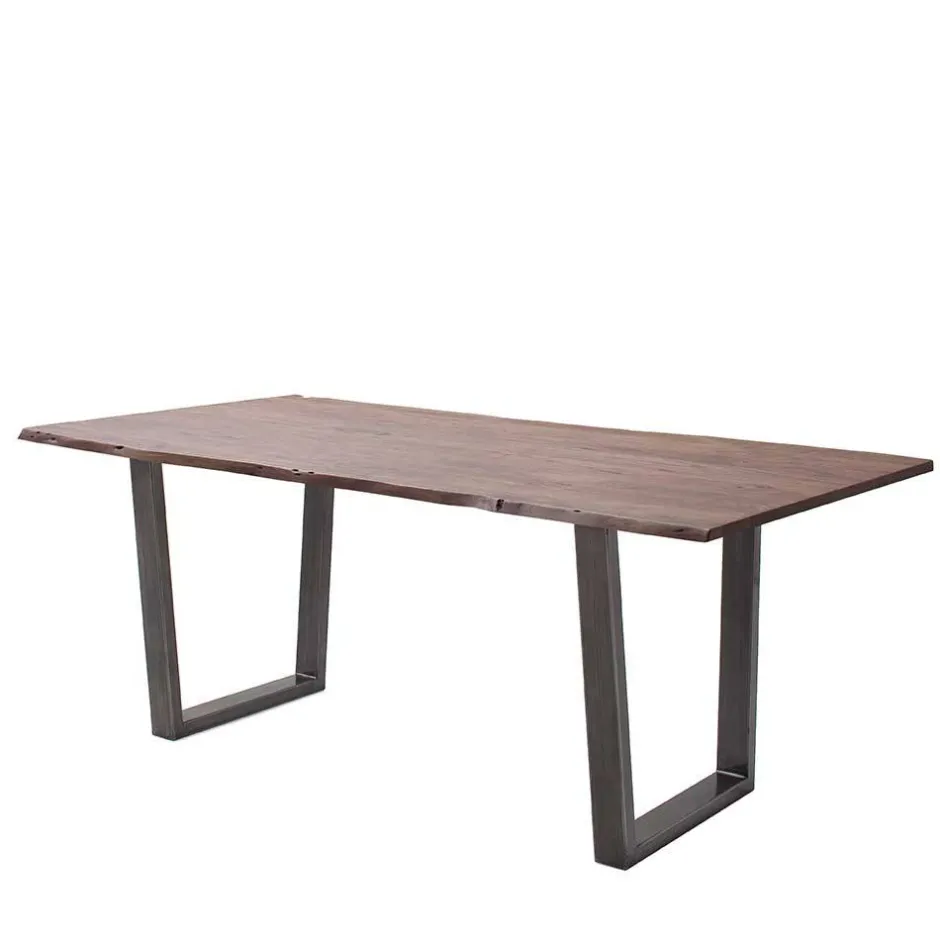 Wohnen Naturkantentisch in Walnuss Braun Akazie - Genzema