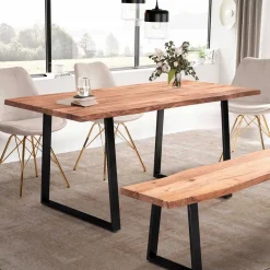 Naturkanten-Tisch mit Trapezbeinen - Captain^Wohnen