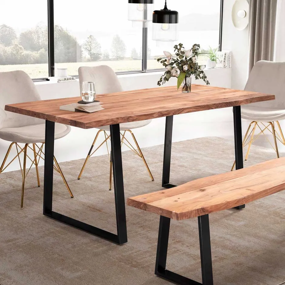 Naturkanten-Tisch mit Trapezbeinen - Captain^Wohnen