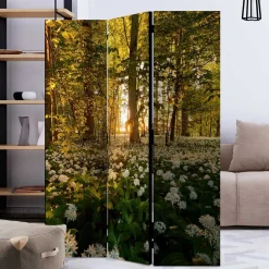 Wohnen Naturmotiv Paravent Wald Bäume & Bärlauch - Sybila III