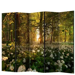 Wohnen Naturmotiv Paravent Wald Bäume & Bärlauch - Sybila III