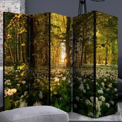 Wohnen Naturmotiv Paravent Wald Bäume & Bärlauch - Sybila III