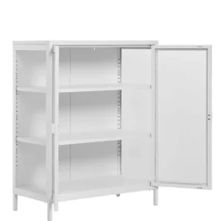 Wohnen Niedrige Vitrine aus Stahl in Weiß - Sancrez