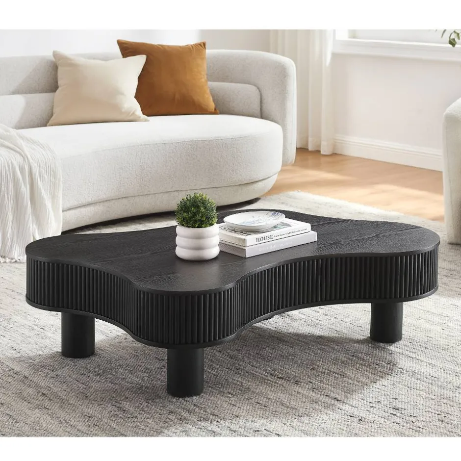 Niedriger Design-Couchtisch in Schwarz - Hiloria^Wohnen Clearance