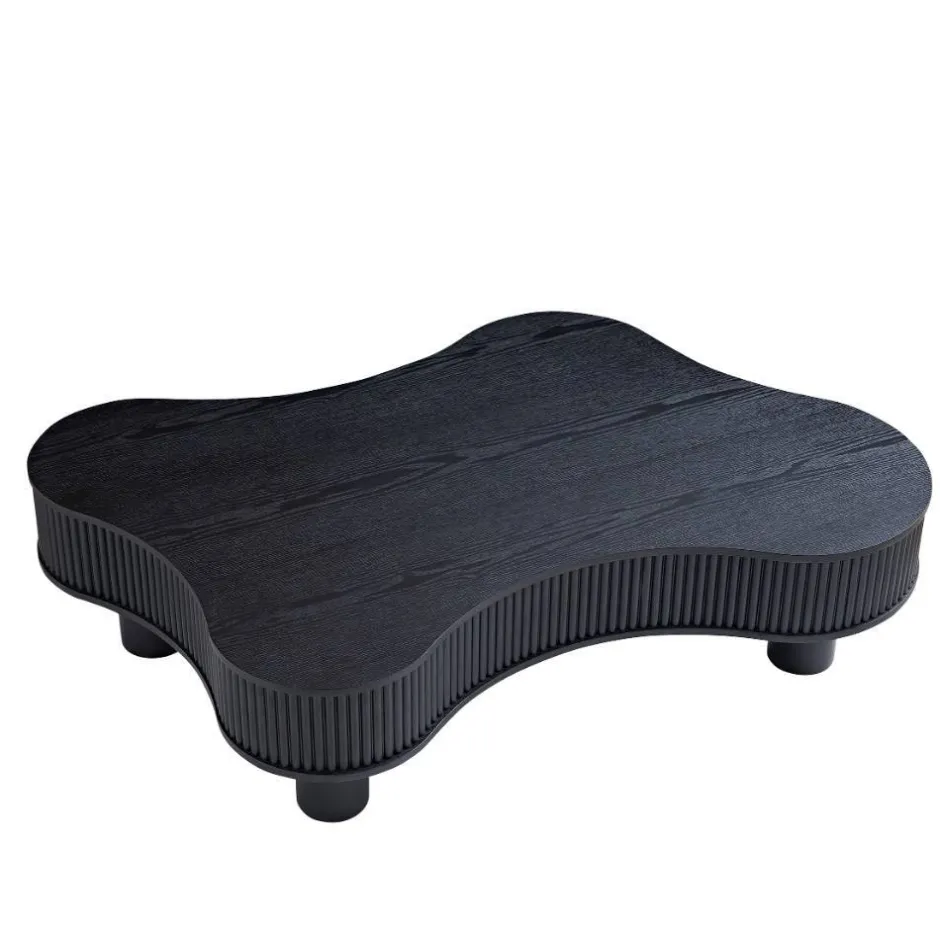 Niedriger Design-Couchtisch in Schwarz - Hiloria^Wohnen Clearance