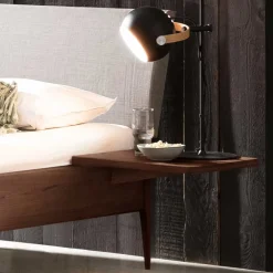 Wohnen Nussbaum Doppelbett mit Stoff Kopfteil - Filippo