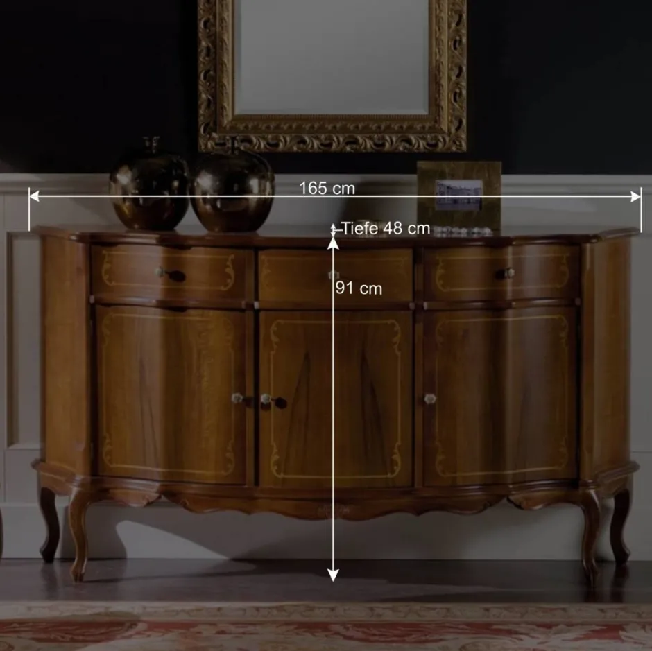 Nussbaumfarbenes Sideboard Dentro im Barock Design^Wohnen Hot