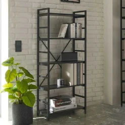 Wohnen Offenes Industrial Style Regal in Schwarz - Keuna