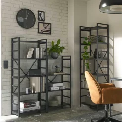 Wohnen Offenes Industrial Style Regal in Schwarz - Keuna