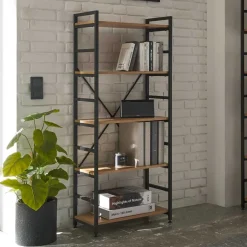 Offenes Standregal in Wildeiche und Schwarz - Lacuva^Wohnen Discount