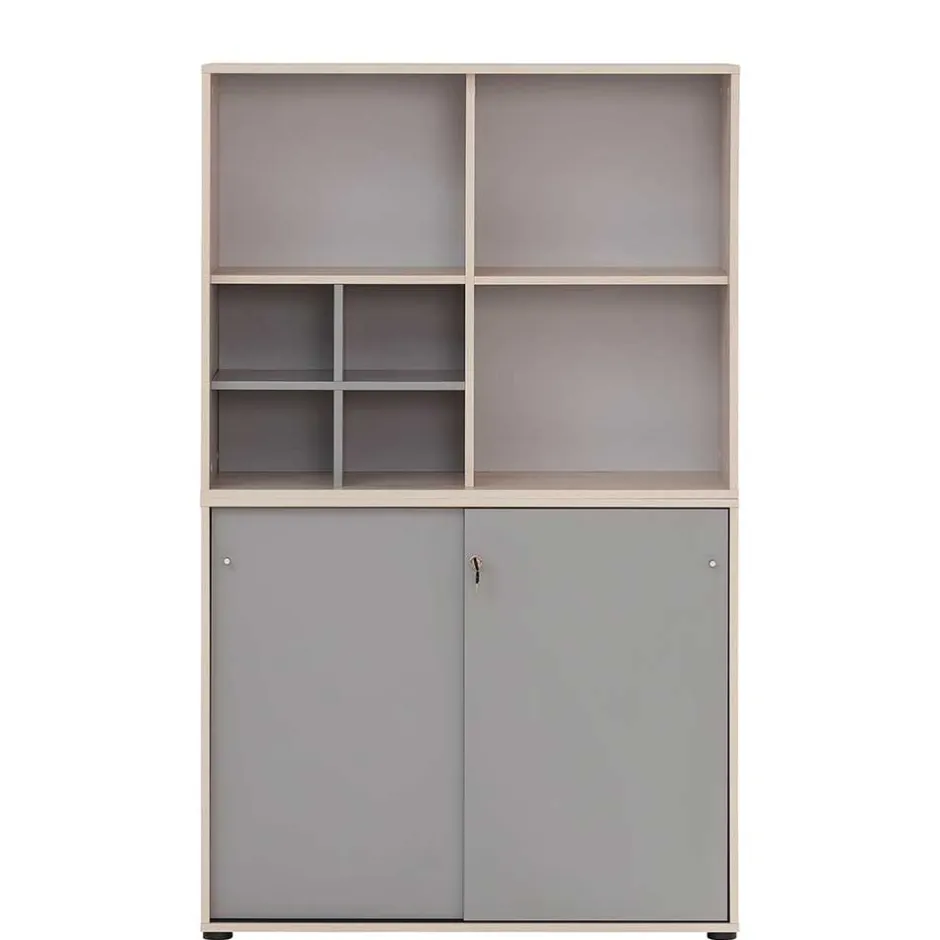 Office Schrank in Eiche Hell & Platingrau - Lakes^Wohnen Hot