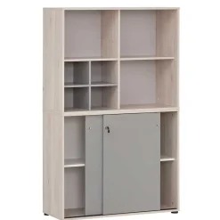 Office Schrank in Eiche Hell & Platingrau - Lakes^Wohnen Hot