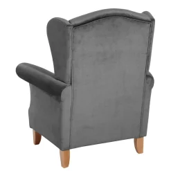 Wohnen Ohrenbackensessel aus Samtvelours Anthrazit - Nikic