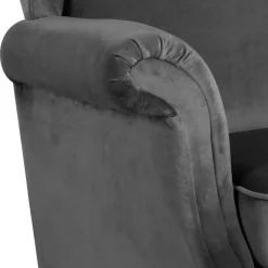 Wohnen Ohrenbackensessel aus Samtvelours Anthrazit - Nikic