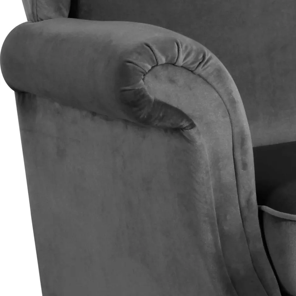 Wohnen Ohrenbackensessel aus Samtvelours Anthrazit - Nikic