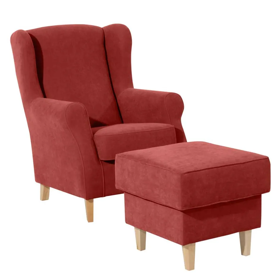 Wohnen Ohrenbackensessel aus Velours in Terracotta - Zadella