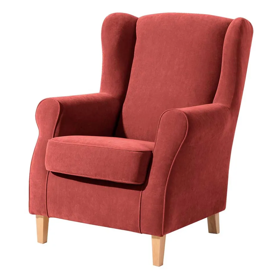 Wohnen Ohrenbackensessel aus Velours in Terracotta - Zadella